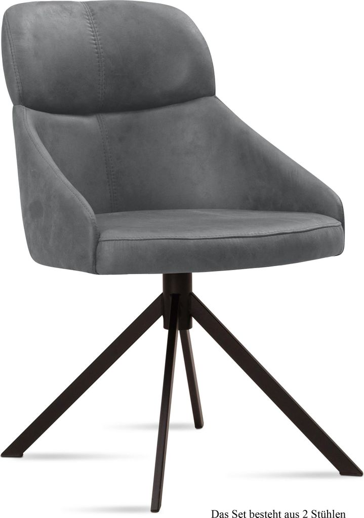 Esszimmerstuhl (2er-Set) Deanna 52x82x63 Schwarz/Grau