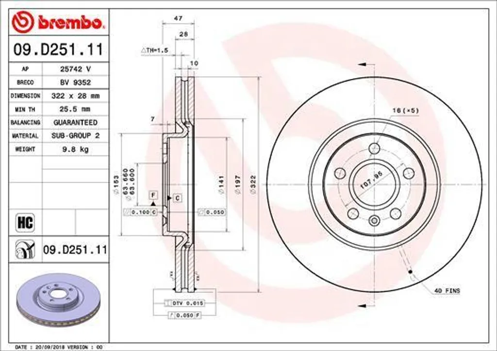Disque de frein traité UV 31423724 pour Volvo S90 et V90 série II