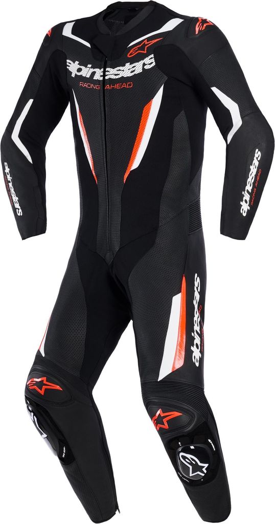 Alpinestars GP Force V2 1-Teiler Motorrad Lederkombi, schwarz/weiß/rot, 48