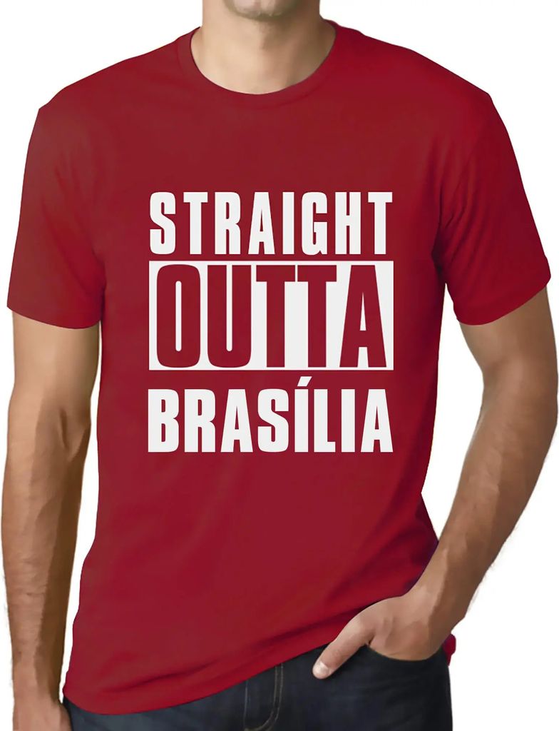 Herren Grafik T-Shirt Straight Outta Brasília Öko-Verantwortlich Vintage Jahrgang Kurzarm Lustige Druck Geburtstag Geschenk Mann