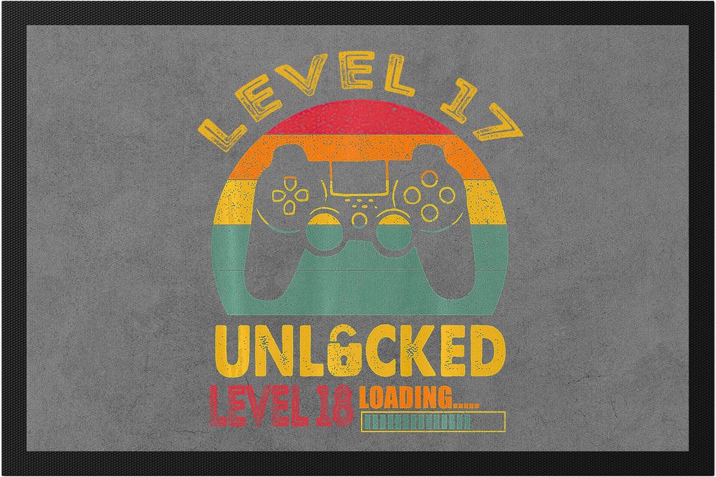 Level 17 Unlocked Level 18 Loading Fußmatte Geburtstag Konsole Happy Birthday Controller Gamepad Spiel