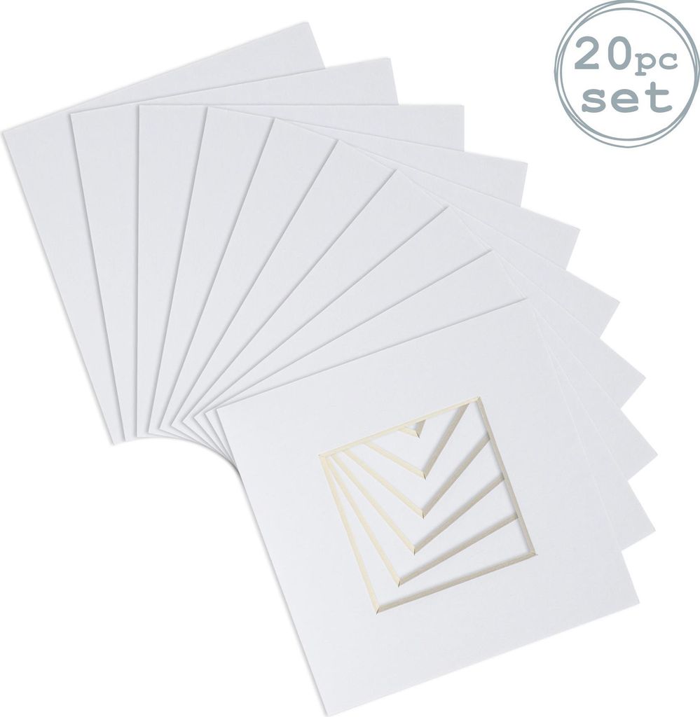 Nicola Spring 20pc Bild Photo Mounts Set - To Fit Frame-Größe 4 x 4" für Bildgröße 2 x 2" - Weiß