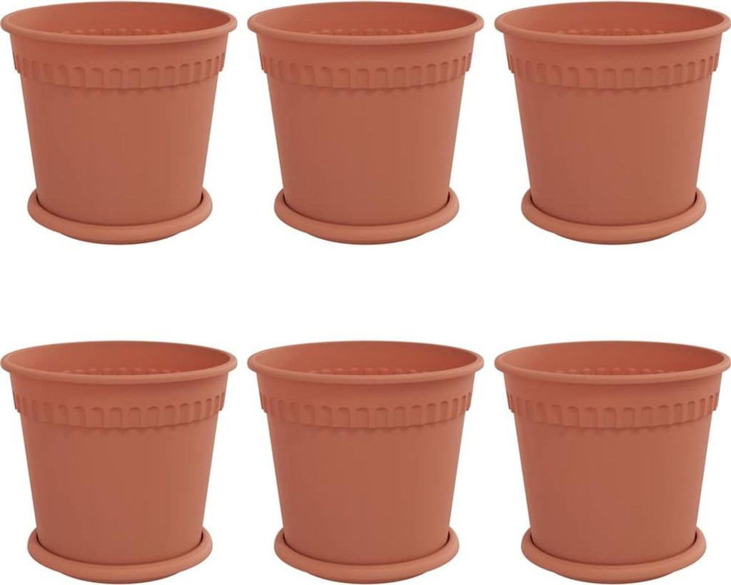 vidaXL Blumentöpfe 6 pcs Ziegelrot Ø 19 x 16 cm Kunststoff