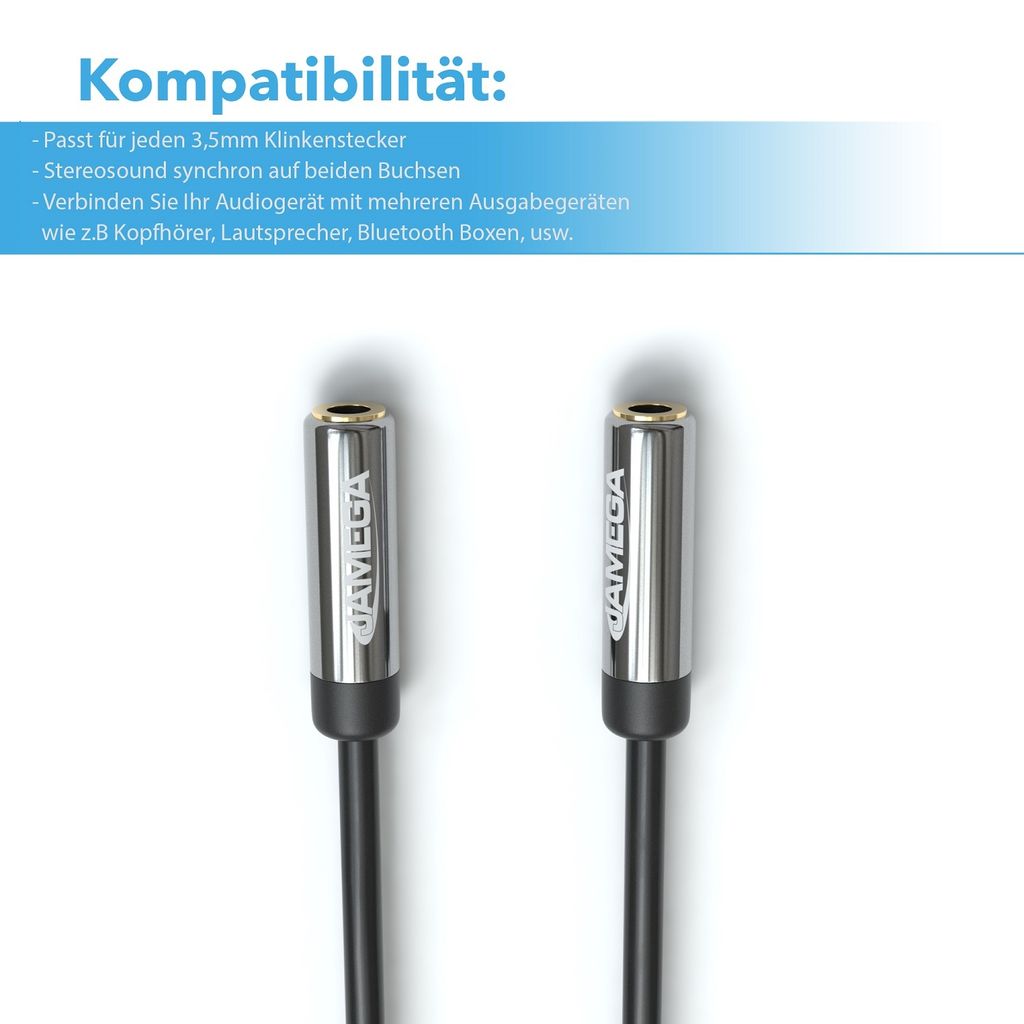 0,2m Audio Klinken Y-Adapter Kabel | Aux Y Splitter Produktbild 4
