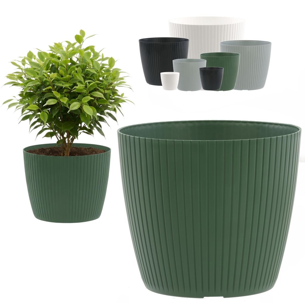 Blumentopf Rund, Gerillter Blumentopf, Blumenabdeckung Ø 20 Produktbild 