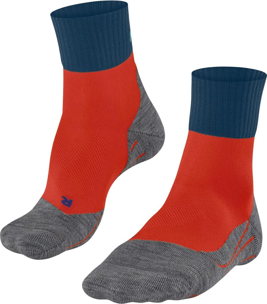 FALKE Herren Sportsocken - TK2 Short Cool, Trekking- und Wandersocken, unifarben Grau/Blau/Hellrot 39-41