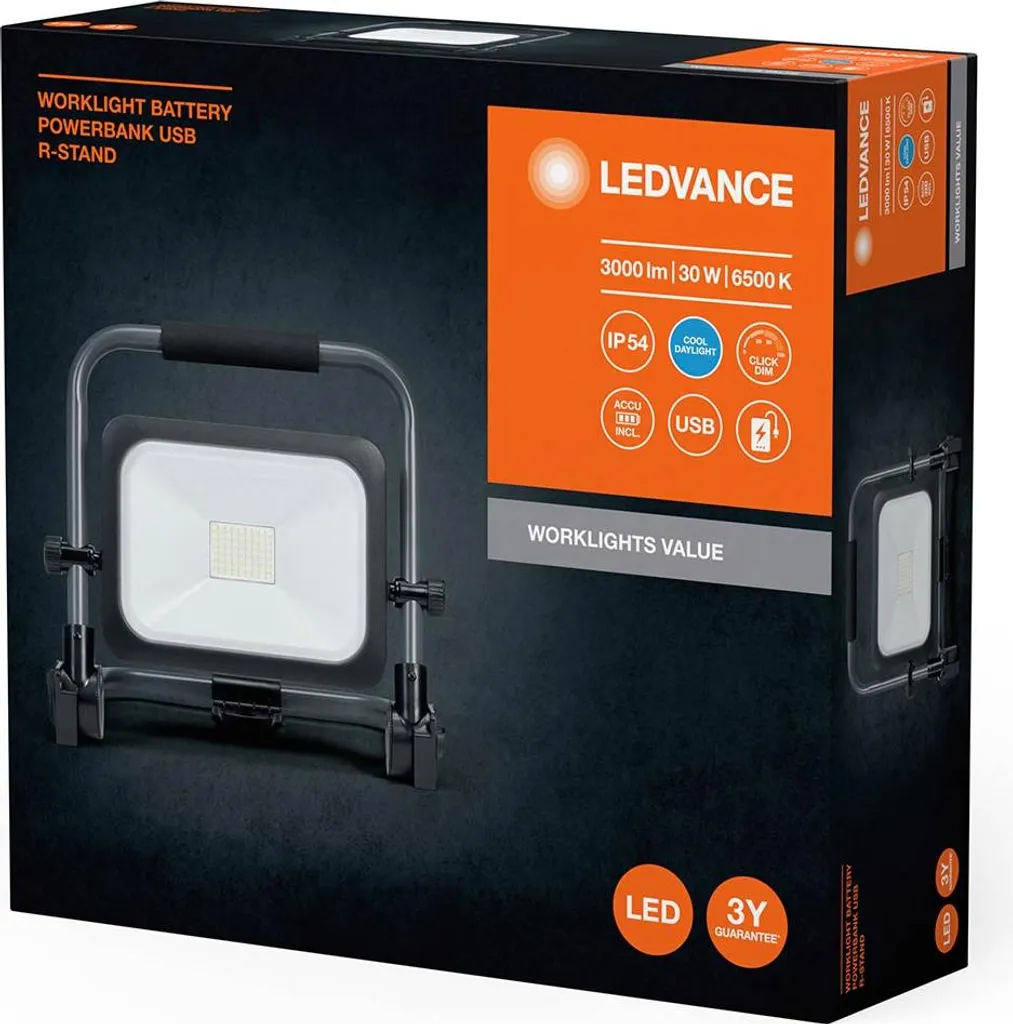 Projecteur LED 30W blanc froid variable LEDVANCE Worklights 6500K - 4