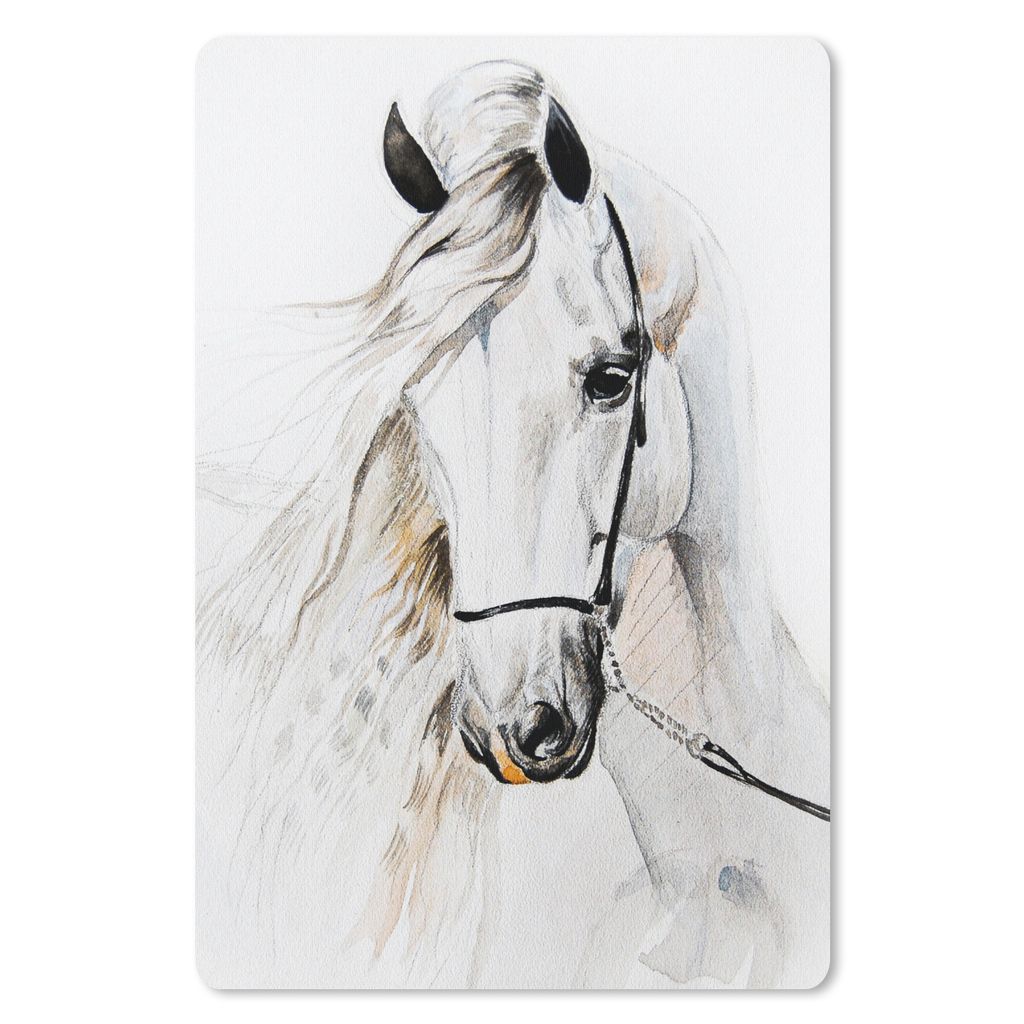 MuchoWow Mauspad Mousepad Pferd - Aquarell - Tiere - Weiß 18x27 cm - Mousepads - Maus Mat - Pad - Mausunterlage