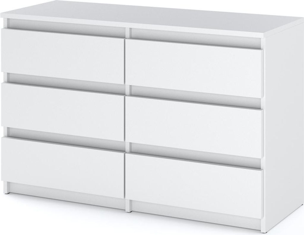 Komoda Z 6 Szufladami Biała 100Cm Nowoczesna Pojemna Szafka Zdjęcie produktu 