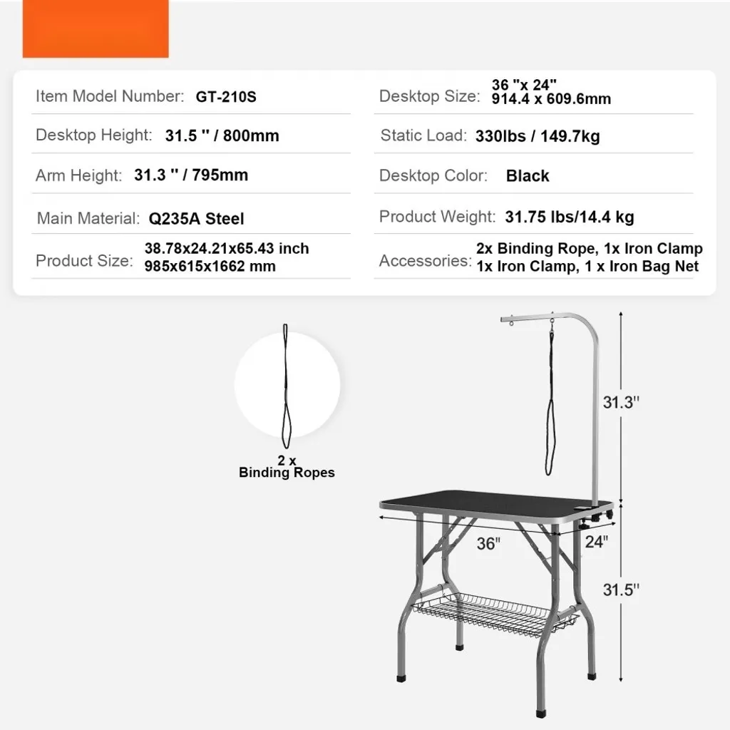 Coiffeuse pliable pour chien et chat - Table de toilettage robuste - 7