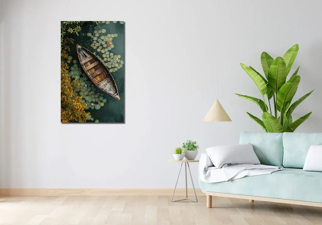 Décoration Murale Image Łódź Entre Nature 60x100 cm - Tableau Paysage