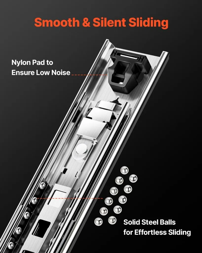 Guide de tiroir 450mm télescopique pour aménagement de placard sur mesure