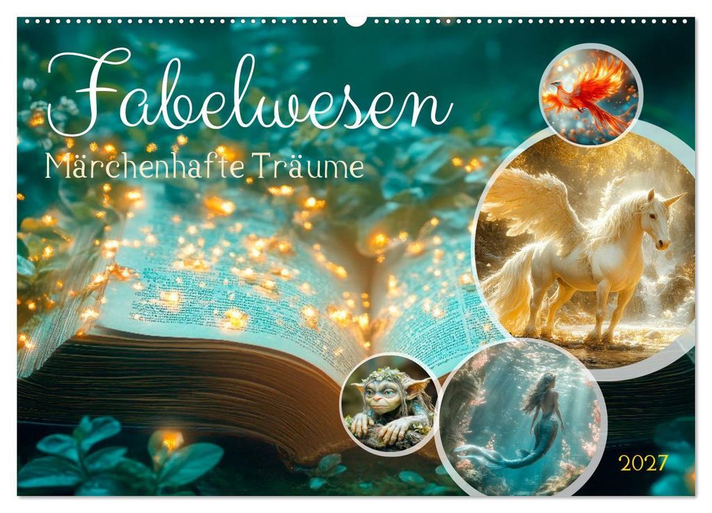 FABELWESEN Märchenhafte Träume (Wandkalender 2027 DIN A2 quer), CALVENDO Monatskalender
