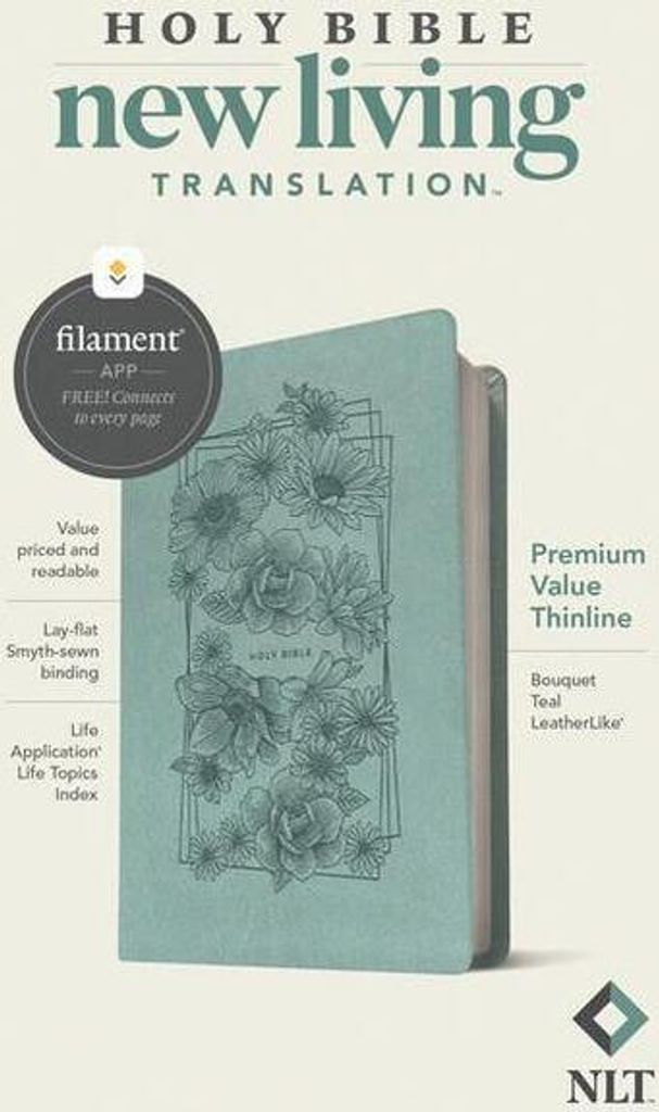 NLT Premium Value Thinline Bible, Filament Enabled (Leatherlike, Bouquet Teal)