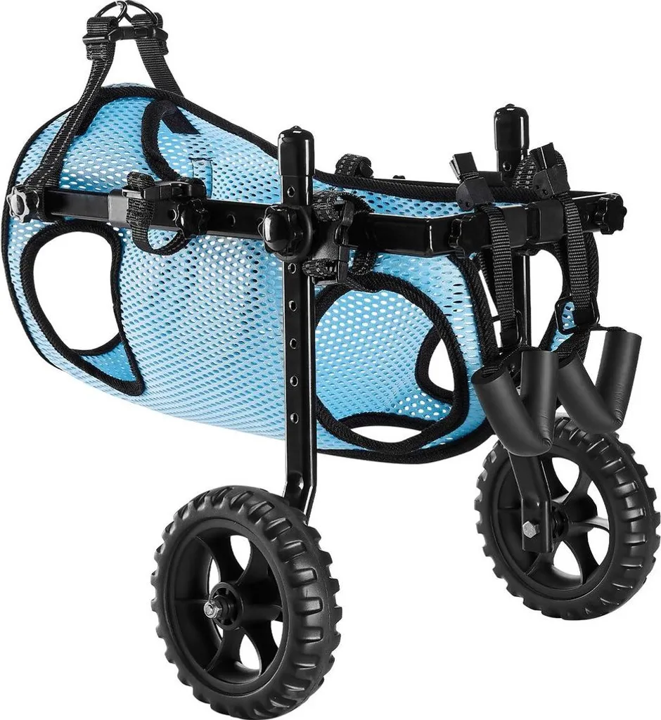 Sedia a rotelle per cani per zampe posteriori, sedia a rotelle regolabile a 2 ruote per animali domestici, carrello leggero per cani con ruote ammortizzanti, sedia a rotelle di supporto alla mobilità per cani disabili o feriti fino a 15 kg, taglia media