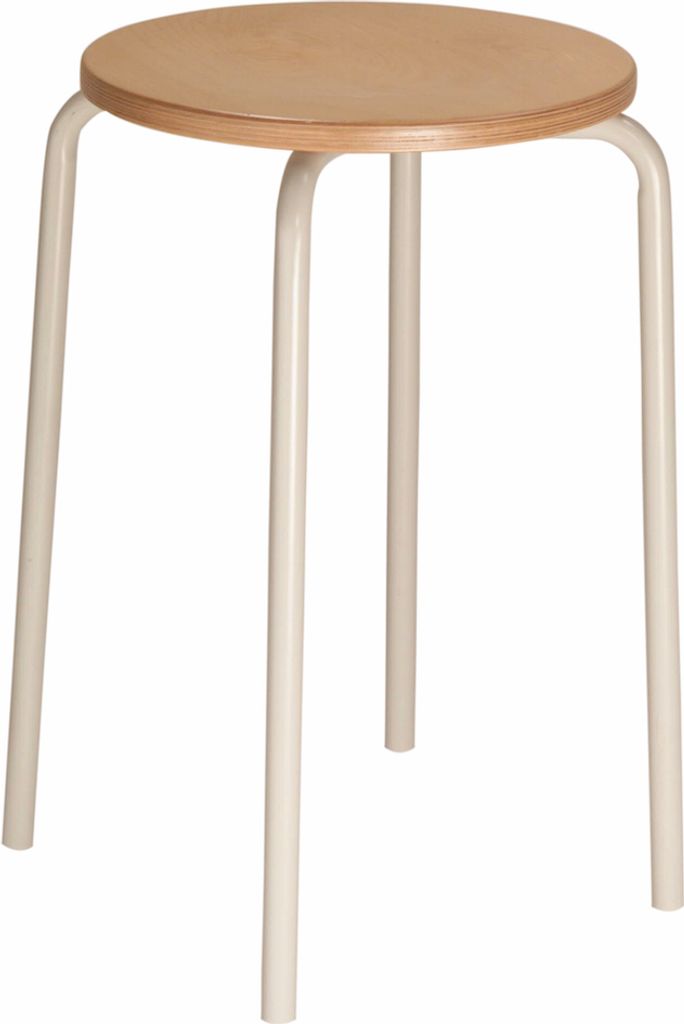 Stapelhocker Oakland High | HxØ 58x35cm | Tragfähigkeit 110kg | Buche-Sitz | Stahlfüße | Lichtgrau/Buche