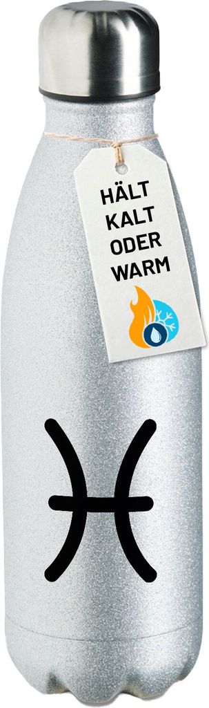 Huuraa Trinkflasche Fische Sternzeichen Zeichen 500ml Silver Edelstahl Wasserflasche Trinkflasche Geschenkidee