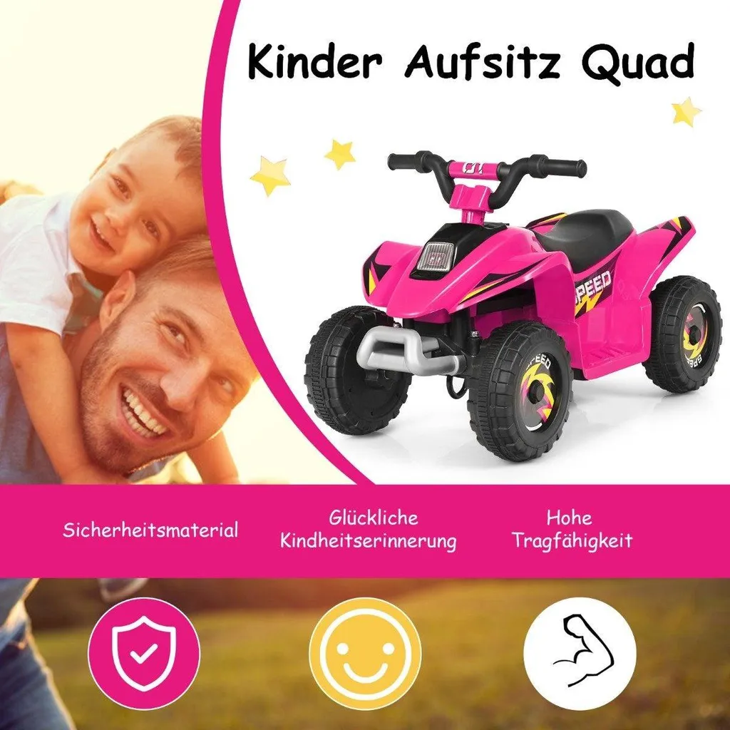 Quad Électrique Enfant Sécurisé 6V Rose - Évitez les Chutes et Glisses