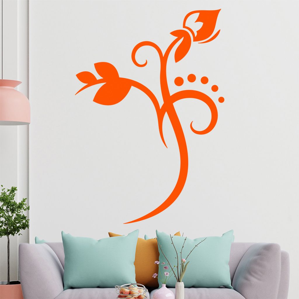 Blume - Linien Punkte Wandtattoo in 6 Größen - Wandaufkleber Wall Sticker - Dekoration, Küche, Wohnzimmer, Schlafzimmer, Badezimmer