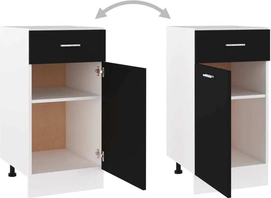 Cassettiera Legno Nera 40x46x81,5 cm | Qualità Costruttiva Superiore - 4