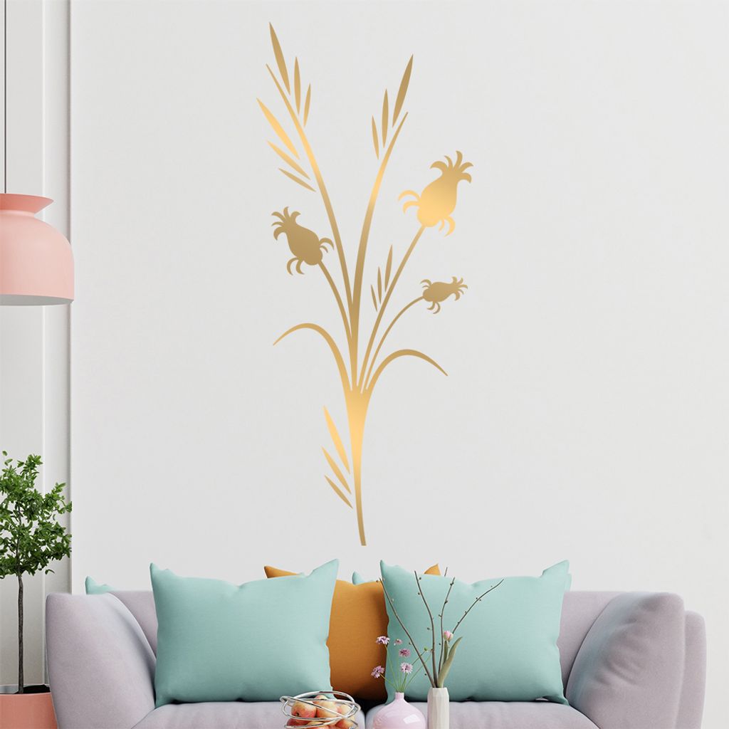 Blätter - Blüten - Pflanze Wandtattoo in 6 Größen - Wandaufkleber Wall Sticker - Dekoration, Küche, Wohnzimmer, Schlafzimmer, Badezimmer