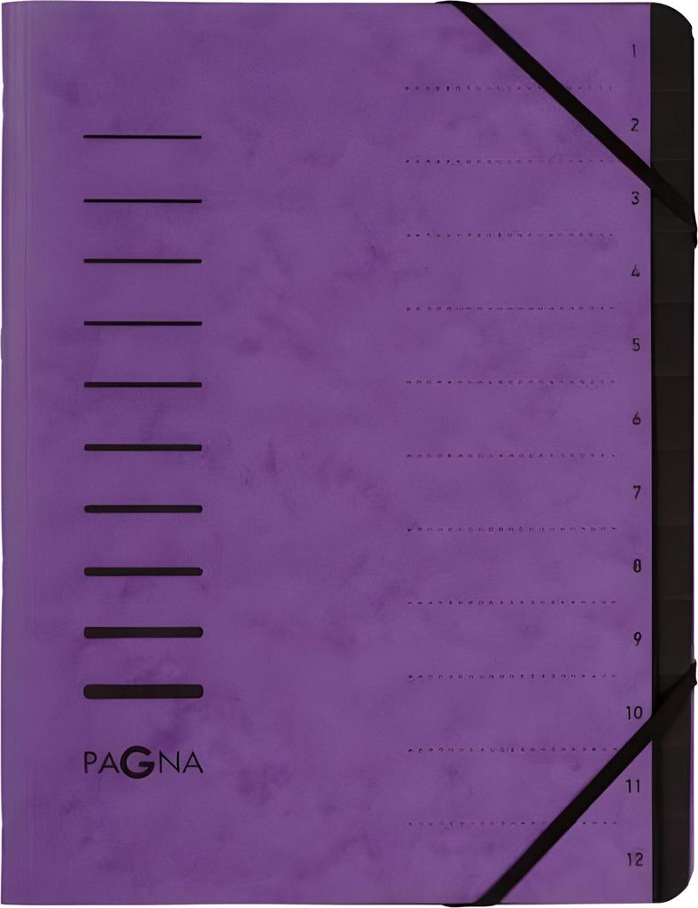 PAGNA Ordnungsmappe "Sorting File" 12 Fächer 1-12 DIN A4 aus Karton violett