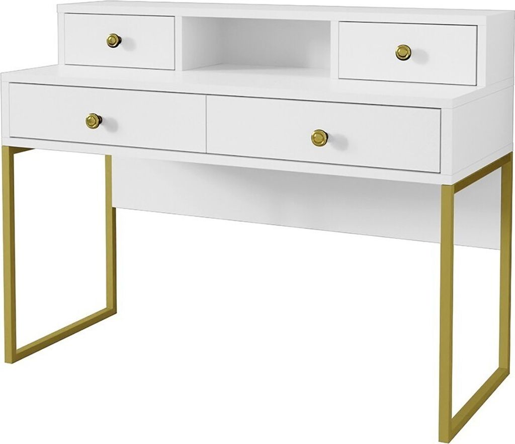 Meublorama HA-CLOE-2497LA03*2C/40KG, Homeoffice, Rechteckige Form, Weiß, MDF-Platten, 4 Schublade(n), 500 mm