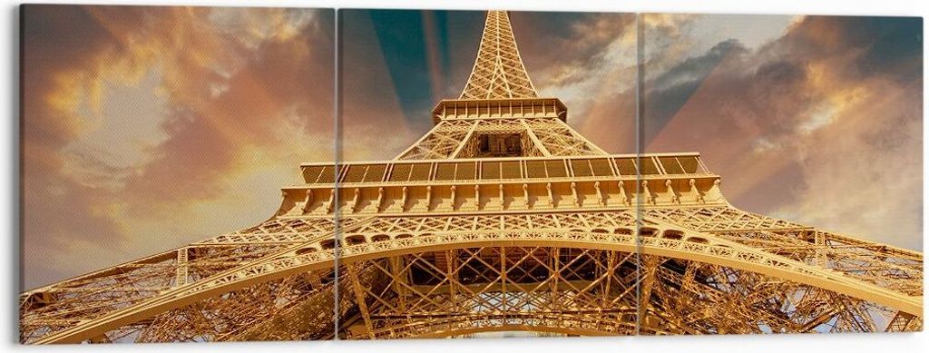 Bild auf Leinwand - Leinwandbild - Eiffle Architektur Paris - 150x50cm - Wand Bild - Wanddeko - Leinwanddruck - Bilder - Kunstdruck - Wanddekoratio...
