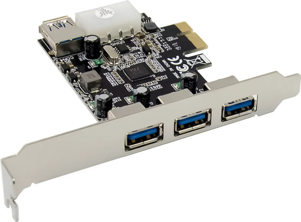 InLine Carte PCIe USB 3.2 Gen 1 avec 4 Ports et Connecteur Molex 76662D
