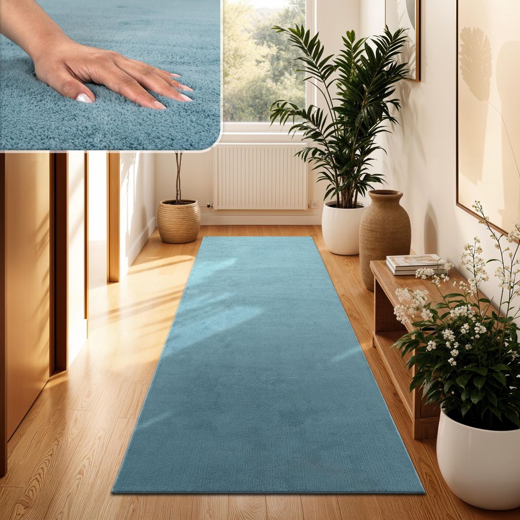 Moderner Wohnzimmer Teppich Kurzflor Waschbar Weich Felloptik Anti-Rutsch Grösse 80x150 cm
