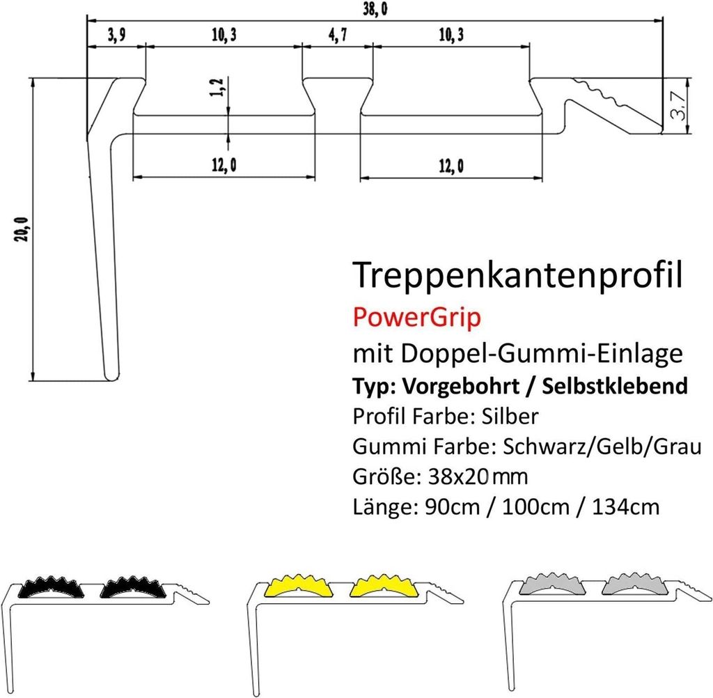 Schodiskový profil s dvojitou gumovou vložkou Power Grip Obrázok produktu 7