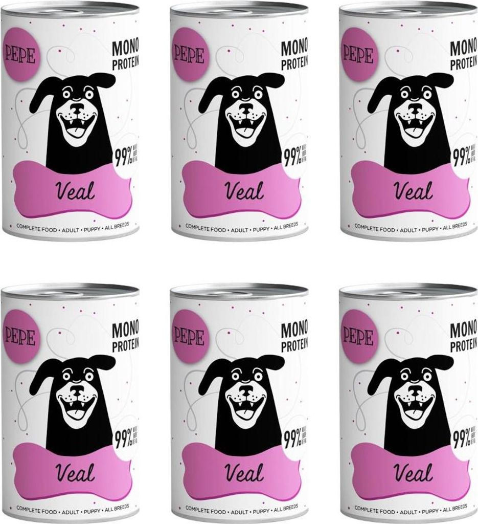 Pet Pack Pepe Kalbfleisch 99% Kalbfleisch 6x400g Produktbild 