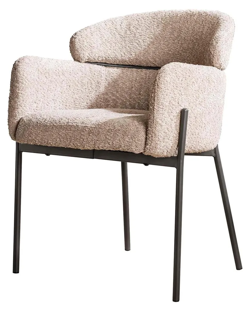 Chaise de salle à manger FURNLUX Curva beige et noir - Design 62 cm