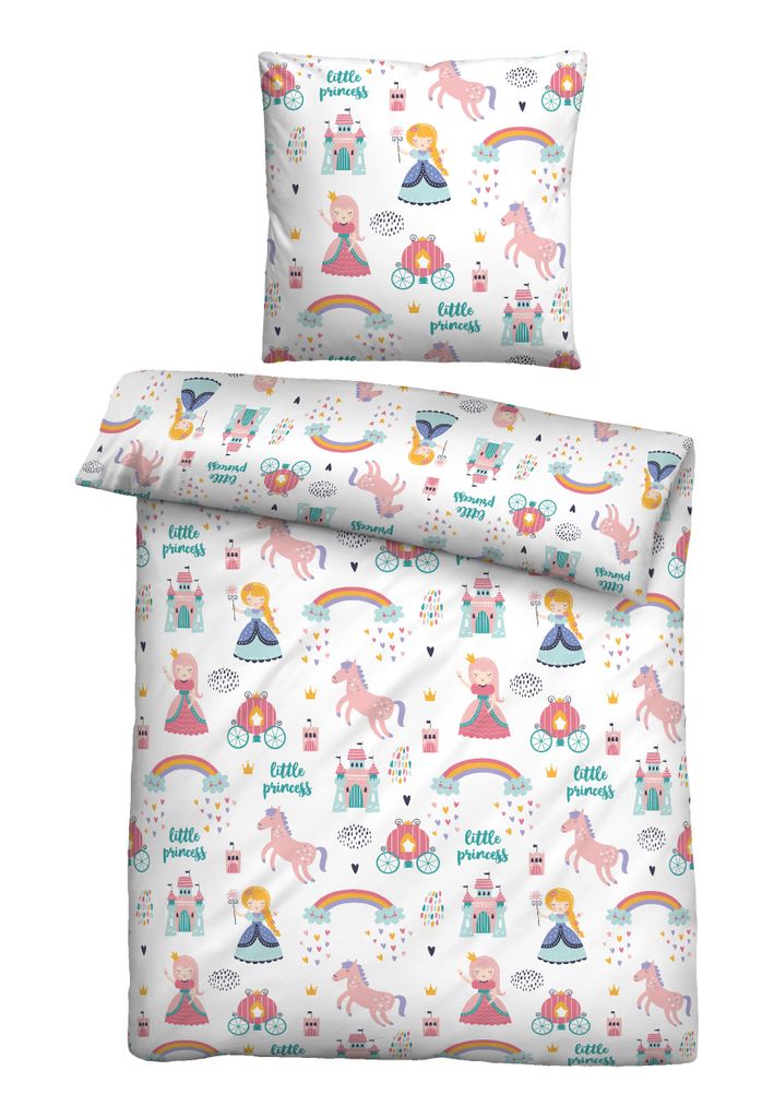 Biberna Feinbiber Bettwäsche Little Princess weiß 135x200 Produktbild 
