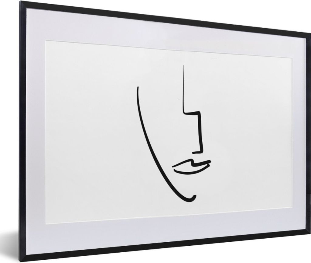 MuchoWow Gerahmtes Poster Gesicht - Frau - Abstrakt 60x40 cm - Poster mit Schwarzem Bilderrahmen Wandposter Rahmen Foto Bilder - Schlafzimmer - P...