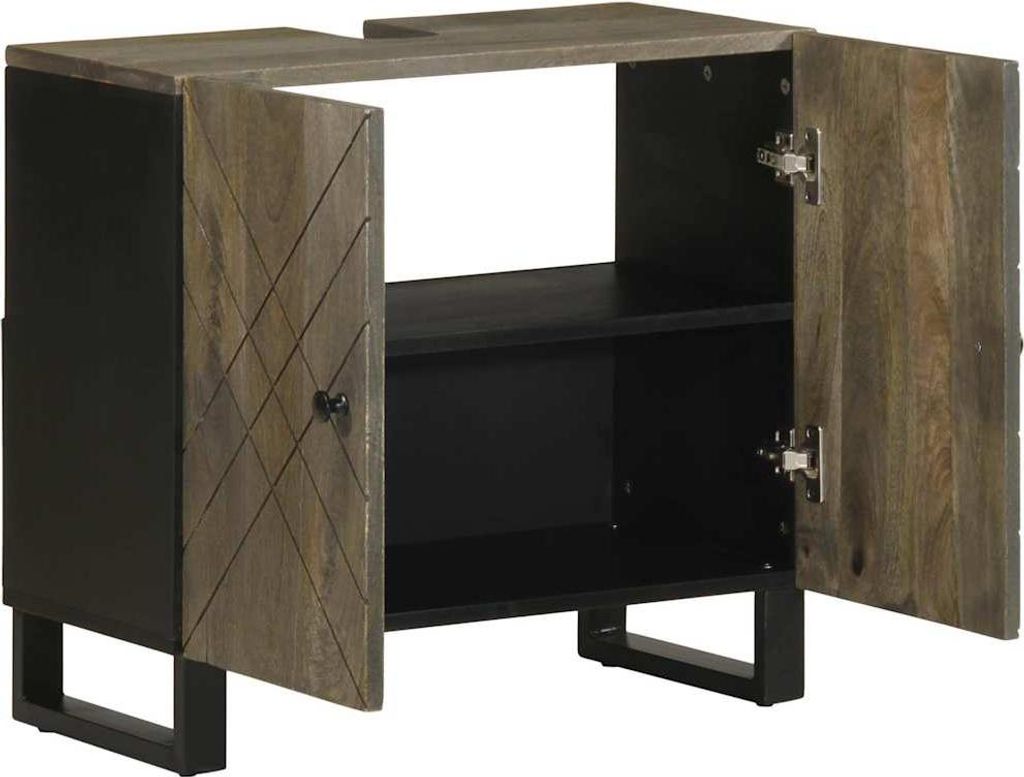 vidaXL Waschbeckenunterschrank Schwarz 62x33x58 cm Massivholz Mango