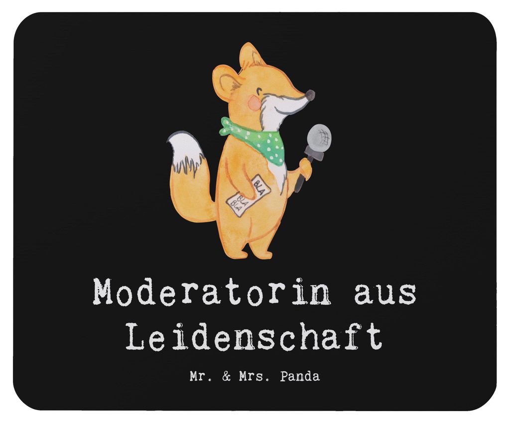 Mr. & Mrs. Panda Mousepad Moderatorin Leidenschaft - Schwarz - Geschenk, Mauspad, laptop, pc, mousematte, Mouse Pad