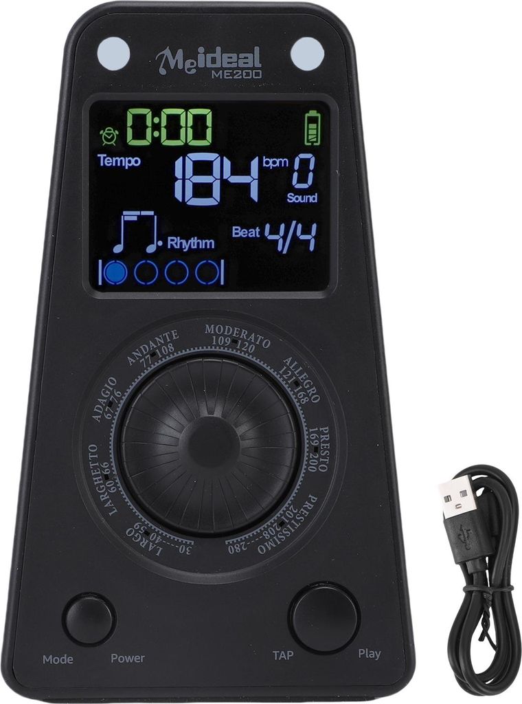 Digitales Metronom 10 Töne Elektronisches Metronom BT Lautsprecher für Klavier Violine Ukulele Gitarre Schwarz