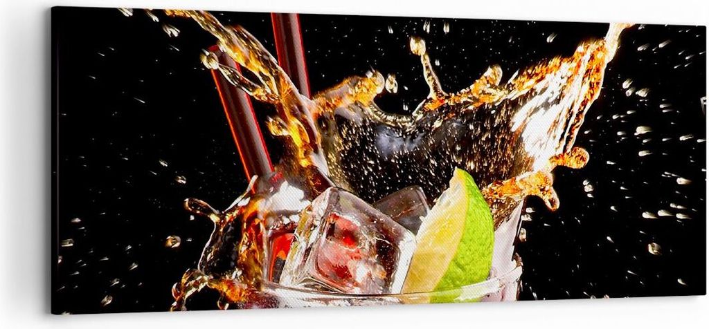 Bild auf Leinwand - Leinwandbild - Trinken saft cocktail nachtisch - 120x50cm - Wand Bild - Wanddeko - Leinwanddruck - Bilder - Kunstdruck - Leinwa...