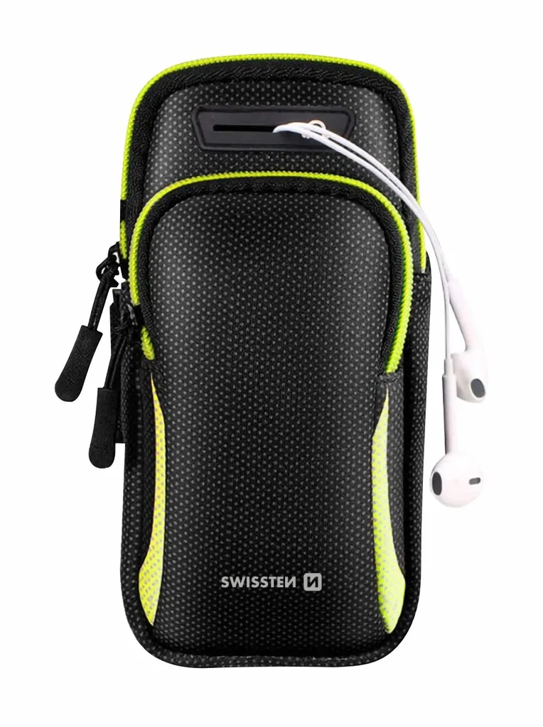Porta Cellulare da Braccio Swissten Nero - Tasche Zip Anti-Sudore