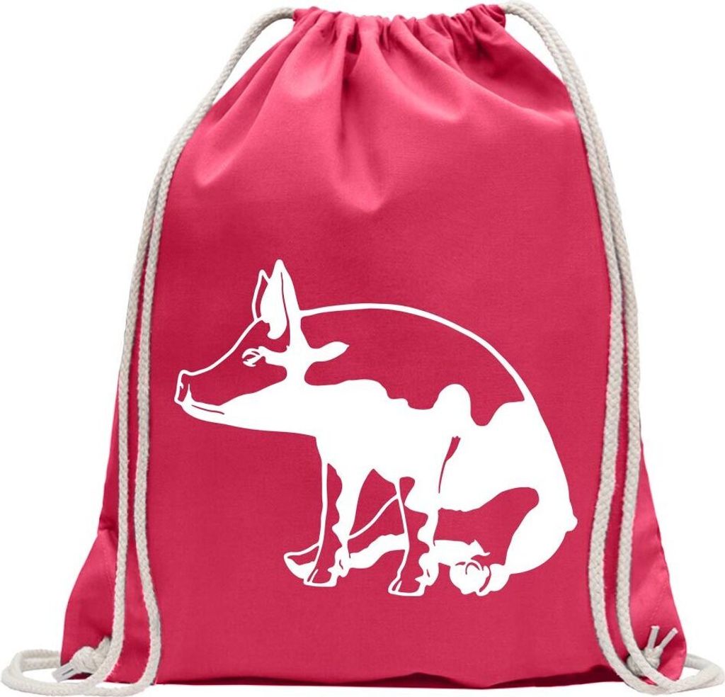 Kiwistar - Turnbeutel - pink - Schwein Motiv 7 - Sau - Baby - Fun Rucksack Sport Beutel Gymsack Baumwolle mit Ziehgurt
