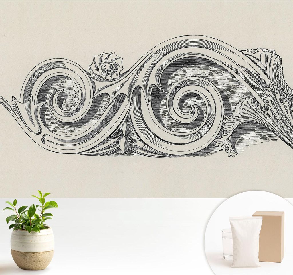 Fototapete - 104x70 cm - Tapete - Wandtapete - Wandbilder - Dekofolie - Tapete Folie - Wand - Dekoration - Wohnzimmer - Pflanzenornament