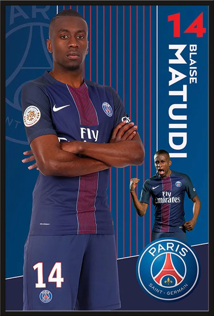 Poster PSG Blaise Matuidi 2016/17 avec Cadre Noir Shinsuke 61x91,5 cm