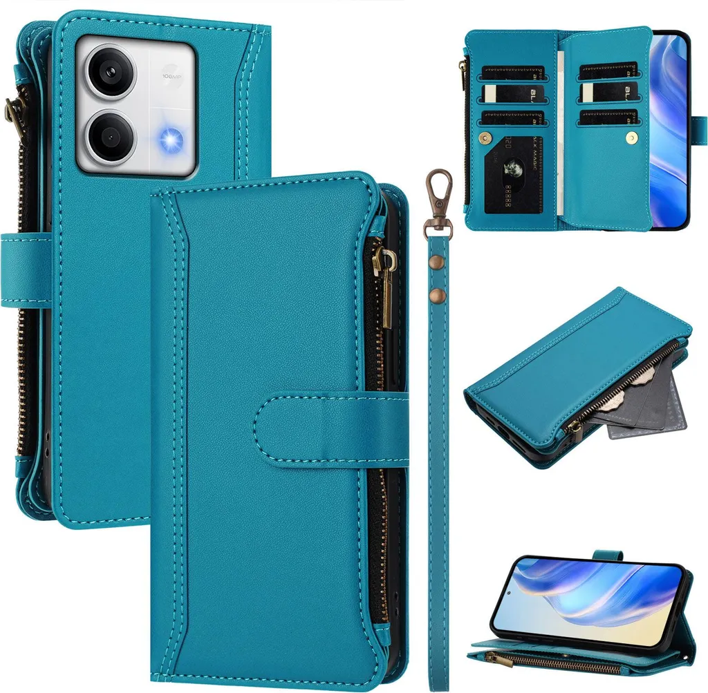 Custodia Xiaomi Redmi Note 13 5G Blu Lago | Portafoglio con Cerniera
