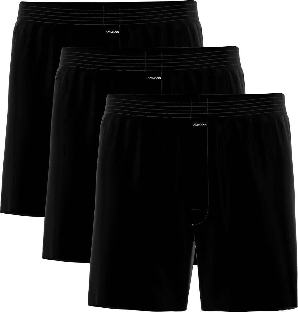 AMMANN Herren Boxershorts 3er Pack - Jersey Boxershorts Basic Baumwolle, lockerer Schnitt, Baumwolle Schwarz 4XL