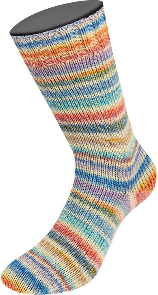 Lana Grossa - Cool Wool 4 Socks Print 7763 ecru türkis Produktbild 