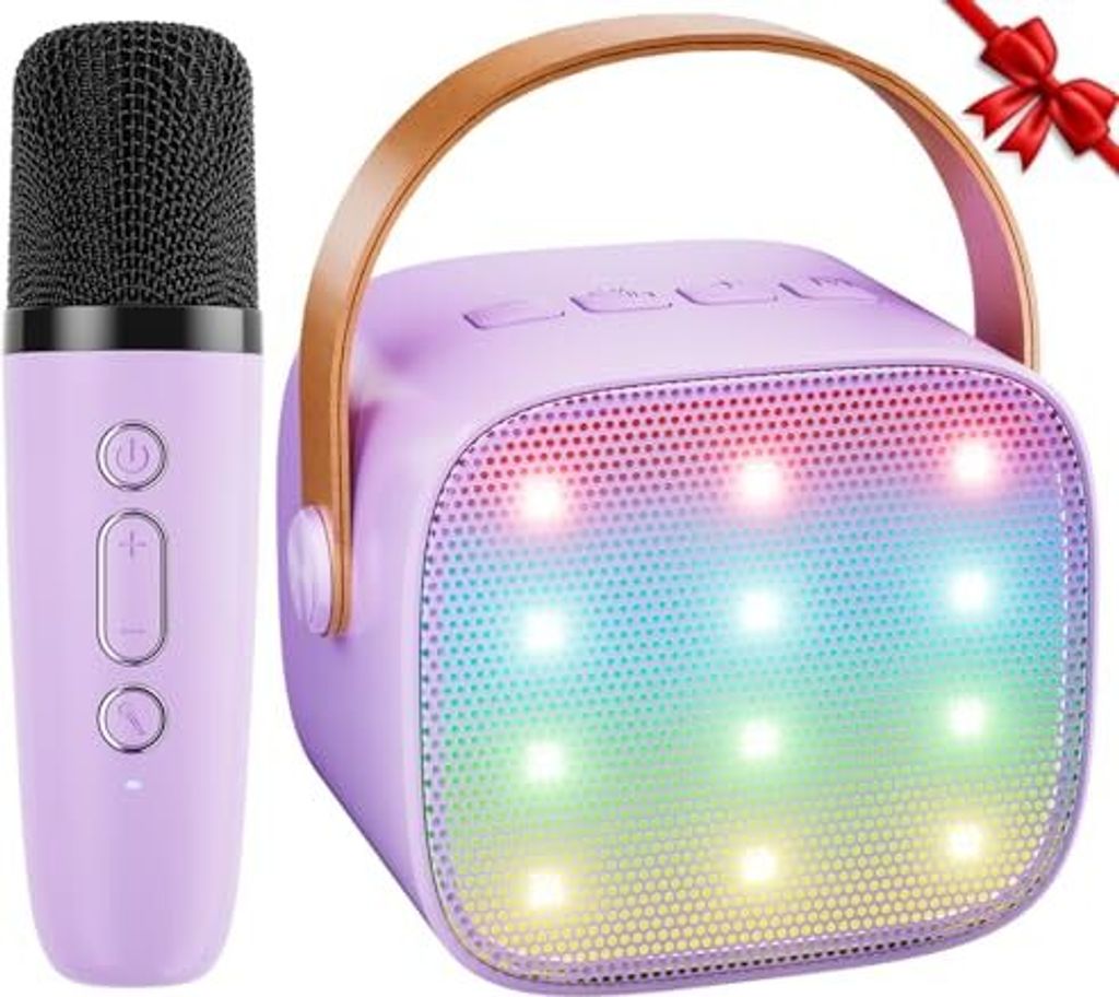 Karaoke Maschine Kinder Spielzeug Geschenke für Mädchen Mini mit 1 Mikrofon Tragbarer Bluetooth Lautsprecher Partei, Geburtstag, Weihnachten (Lila)