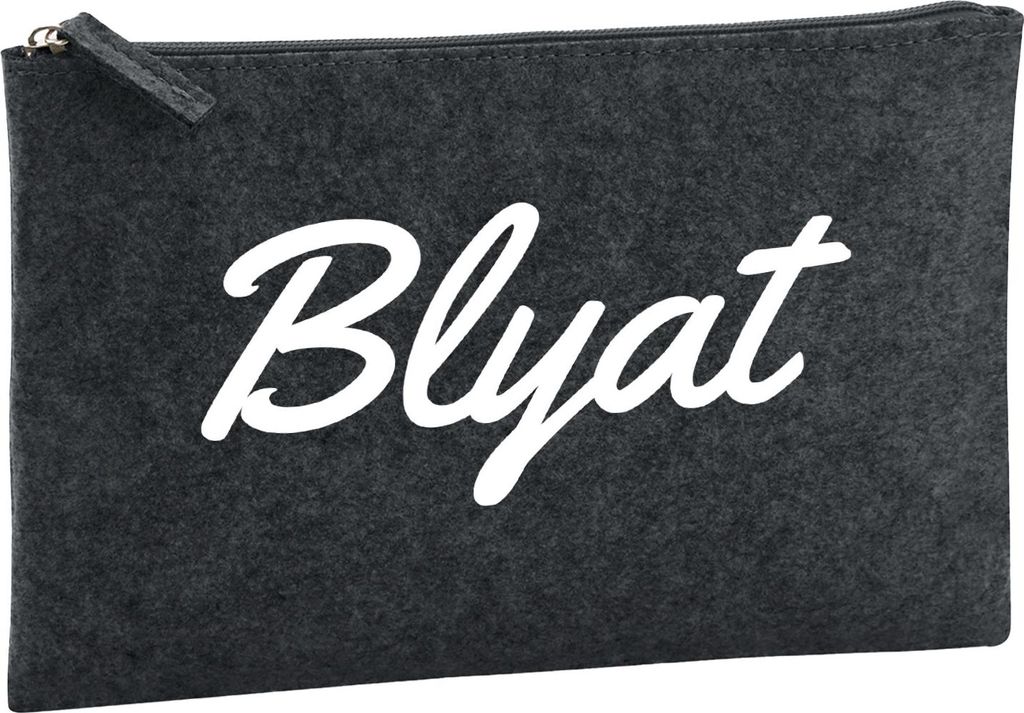 Huuraa Kulturbeutel Blyat russisch Schriftzug 1 Liter Charcoal Filz Kosmetiktasche Geschenkidee