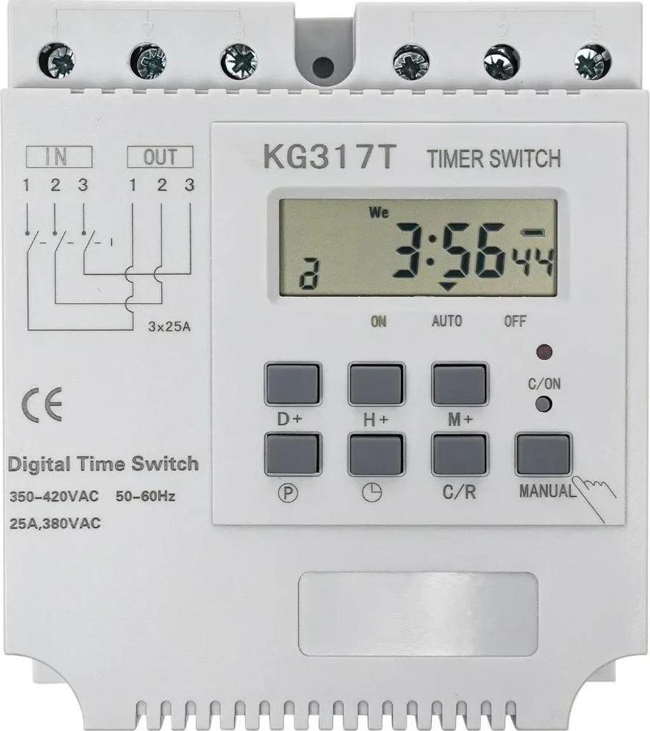 LCD Digital-Zeitschaltuhr - 3-Phasen programmierbares Zeitrelais für Wasserpumpe - 4000 W ohmsche Last - ABS Gehäuse - 10,5×12×5,5 cm - Grau