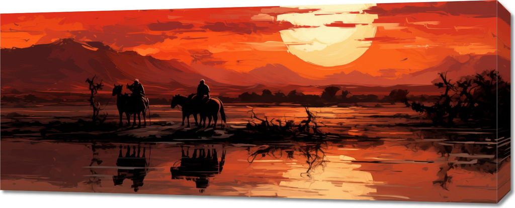 Bild 100x40cm Sonnenuntergang in der Prärie